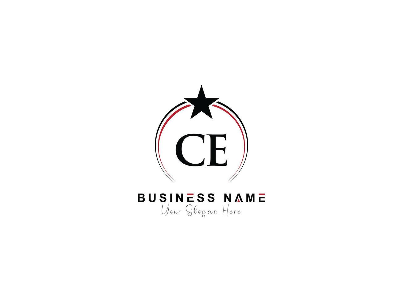 Minimal Star Ce Logo Icon, Creative Circle Luxury CE Letter Logo Image Design vector