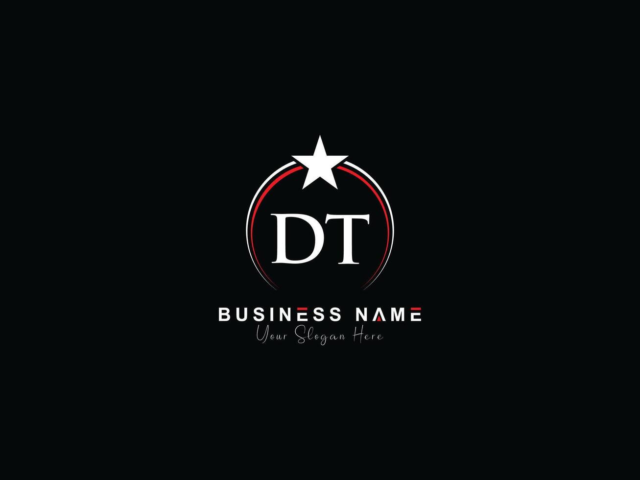 Initial Circle Dt Logo Icon, Creative Luxury Star DT Letter Logo Image Design vector