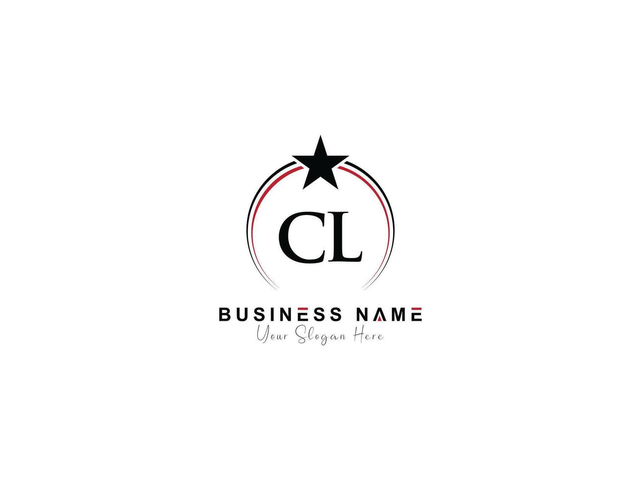 Minimal Star Cl Logo Icon, Creative Circle Luxury CL Letter Logo Image Design vector