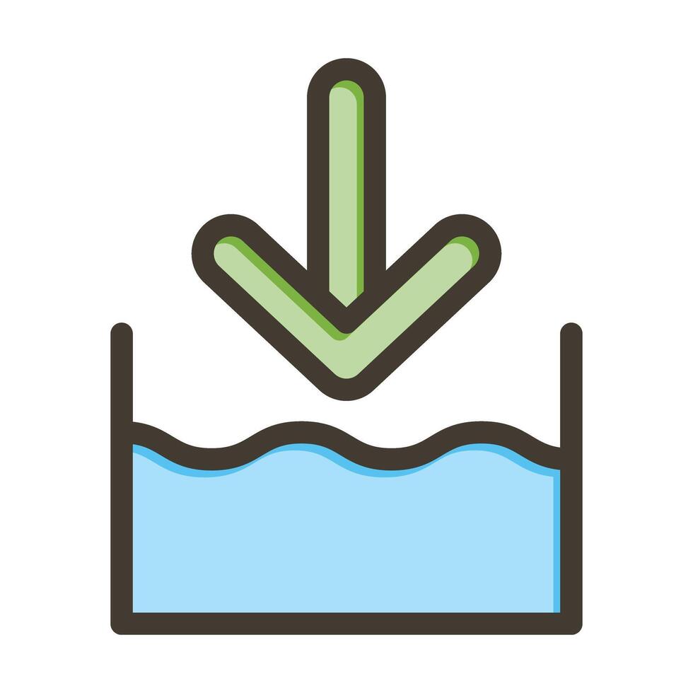 Below Sea Level Thick Line Filled Colors For Personal And Commercial Use. vector