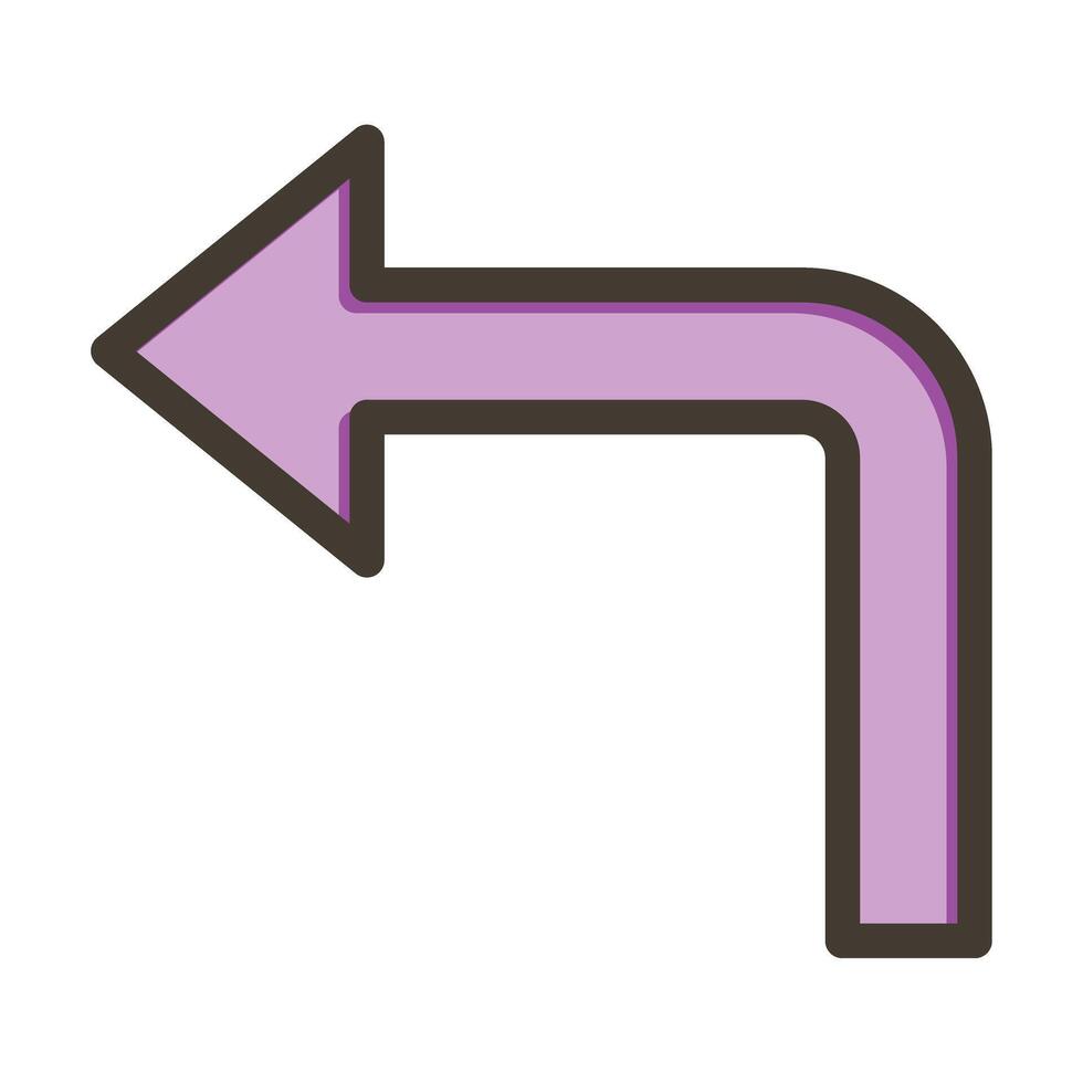 Turn Left Thick Line Filled Colors For Personal And Commercial Use. vector
