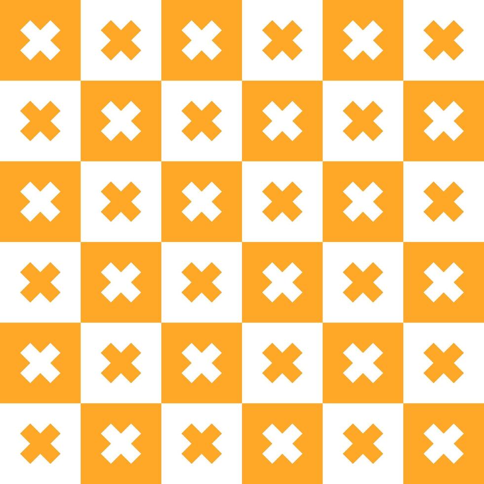 Orange cross pattern. Cross vector pattern. Cross pattern.  Seamless geometric pattern for clothing, wrapping paper, backdrop, background, gift card, decorating.