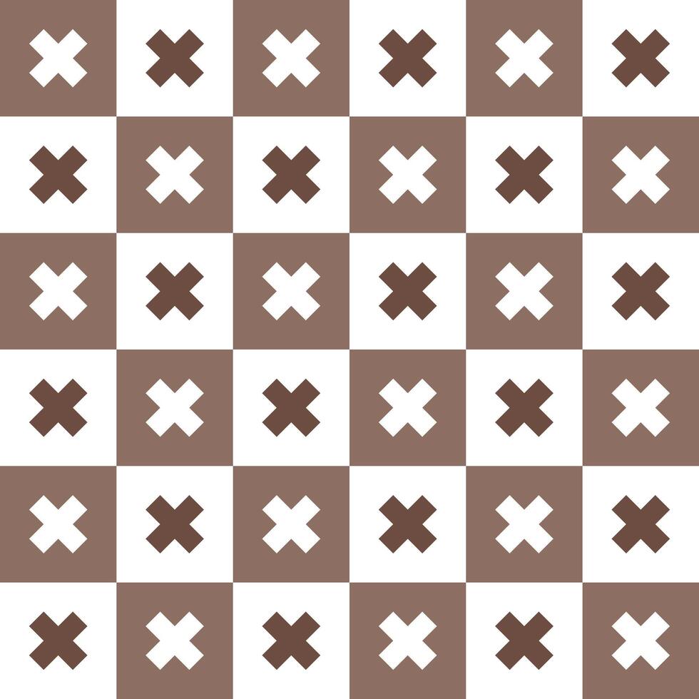 Brown cross pattern. Cross vector pattern. Cross pattern.  Seamless geometric pattern for clothing, wrapping paper, backdrop, background, gift card, decorating.