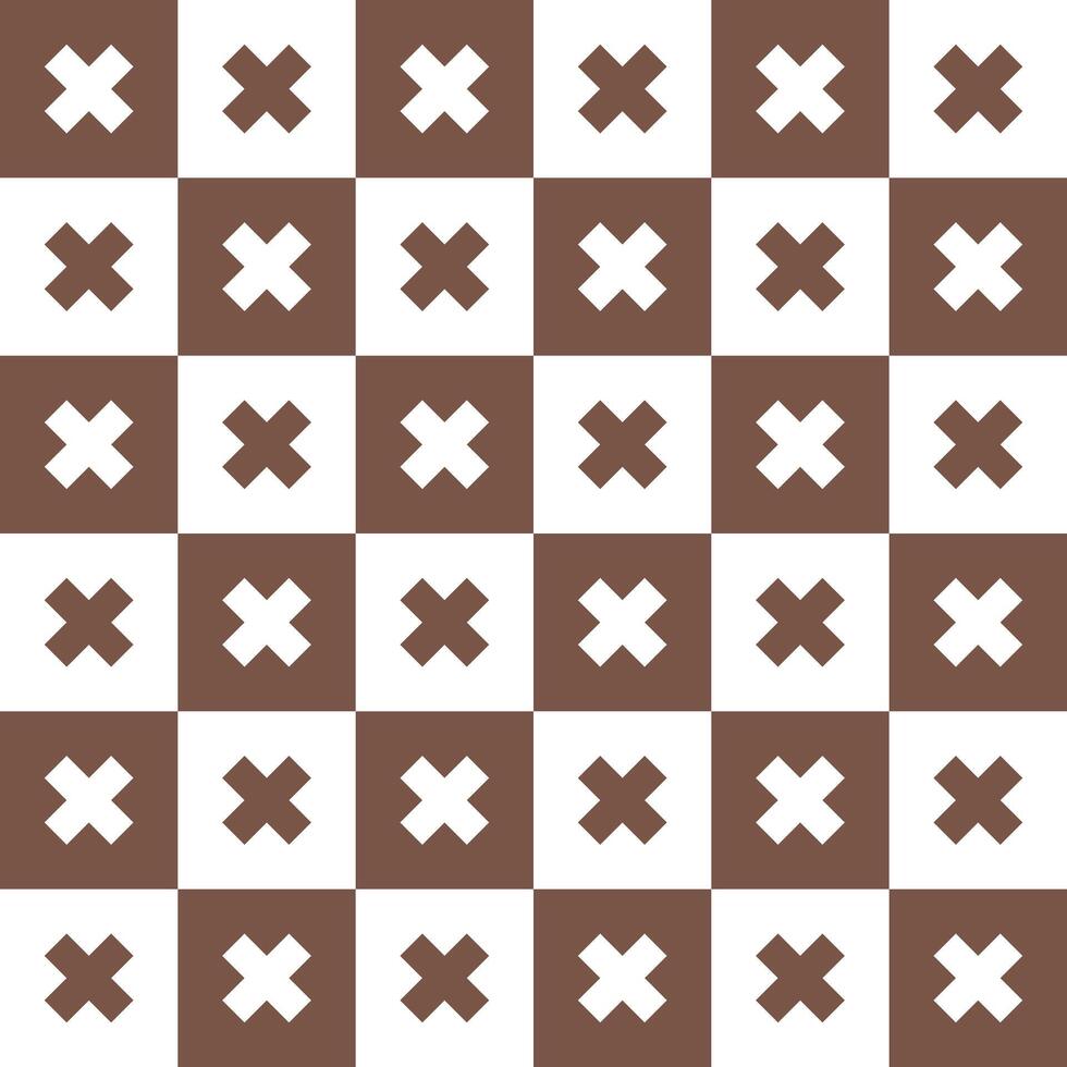 Brown cross pattern. Cross vector pattern. Cross pattern.  Seamless geometric pattern for clothing, wrapping paper, backdrop, background, gift card, decorating.