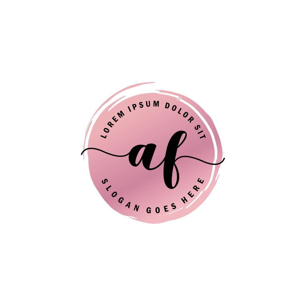 AF Initial Letter handwriting logo with circle brush template vector