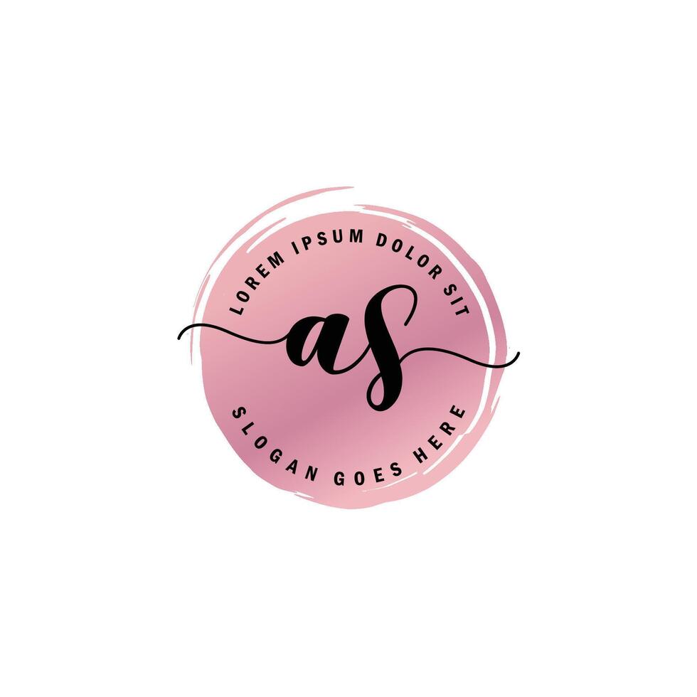 AS Initial Letter handwriting logo with circle brush template vector