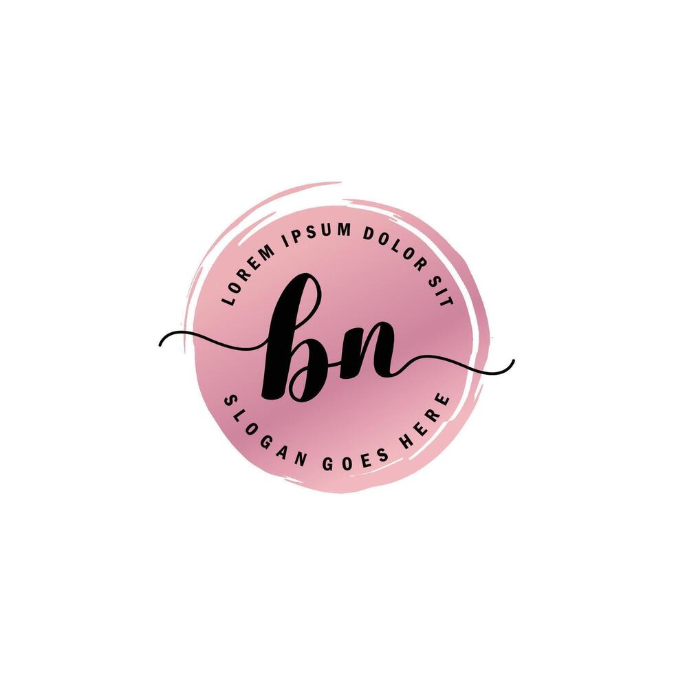 BN Initial Letter handwriting logo with circle brush template vector