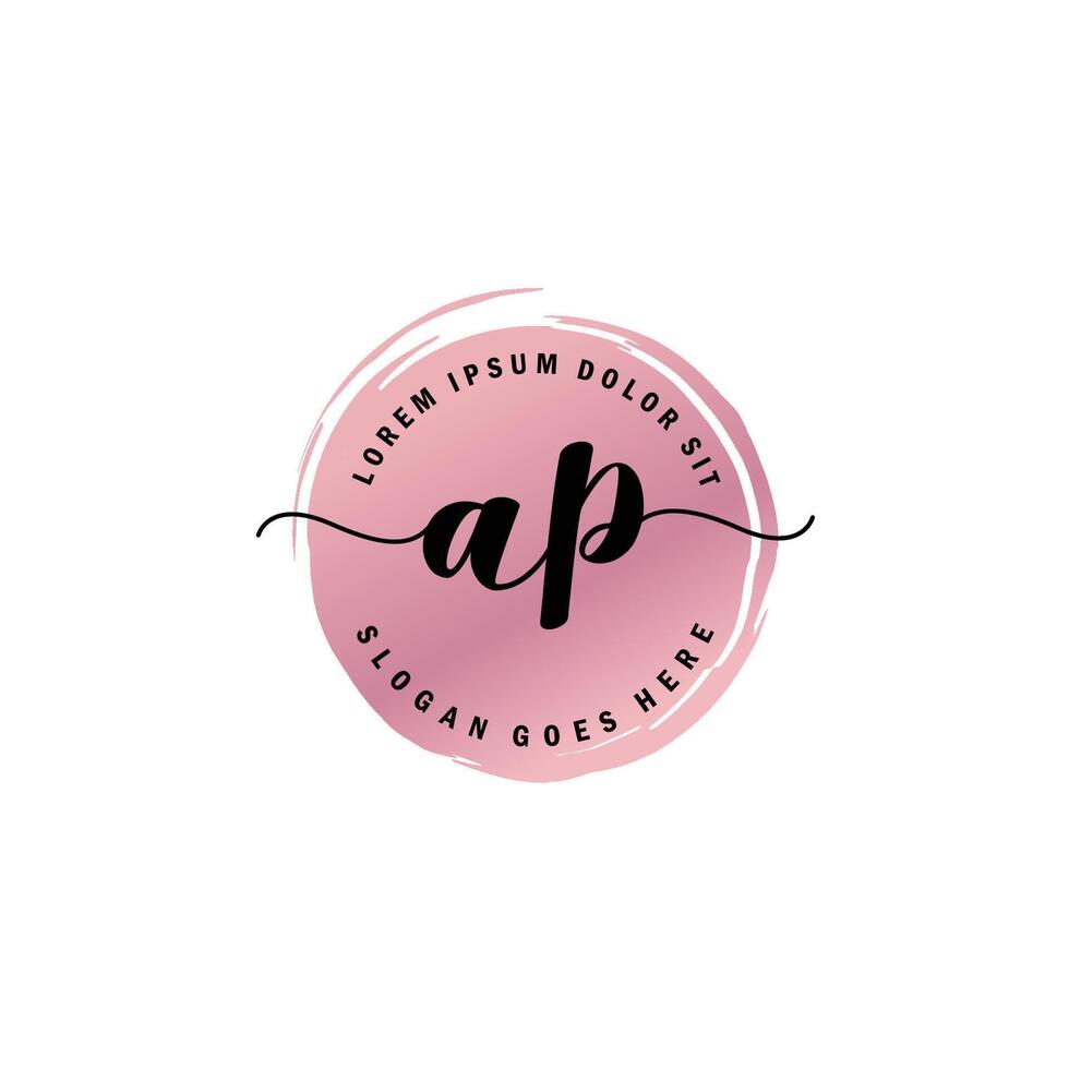 AP Initial Letter handwriting logo with circle brush template vector