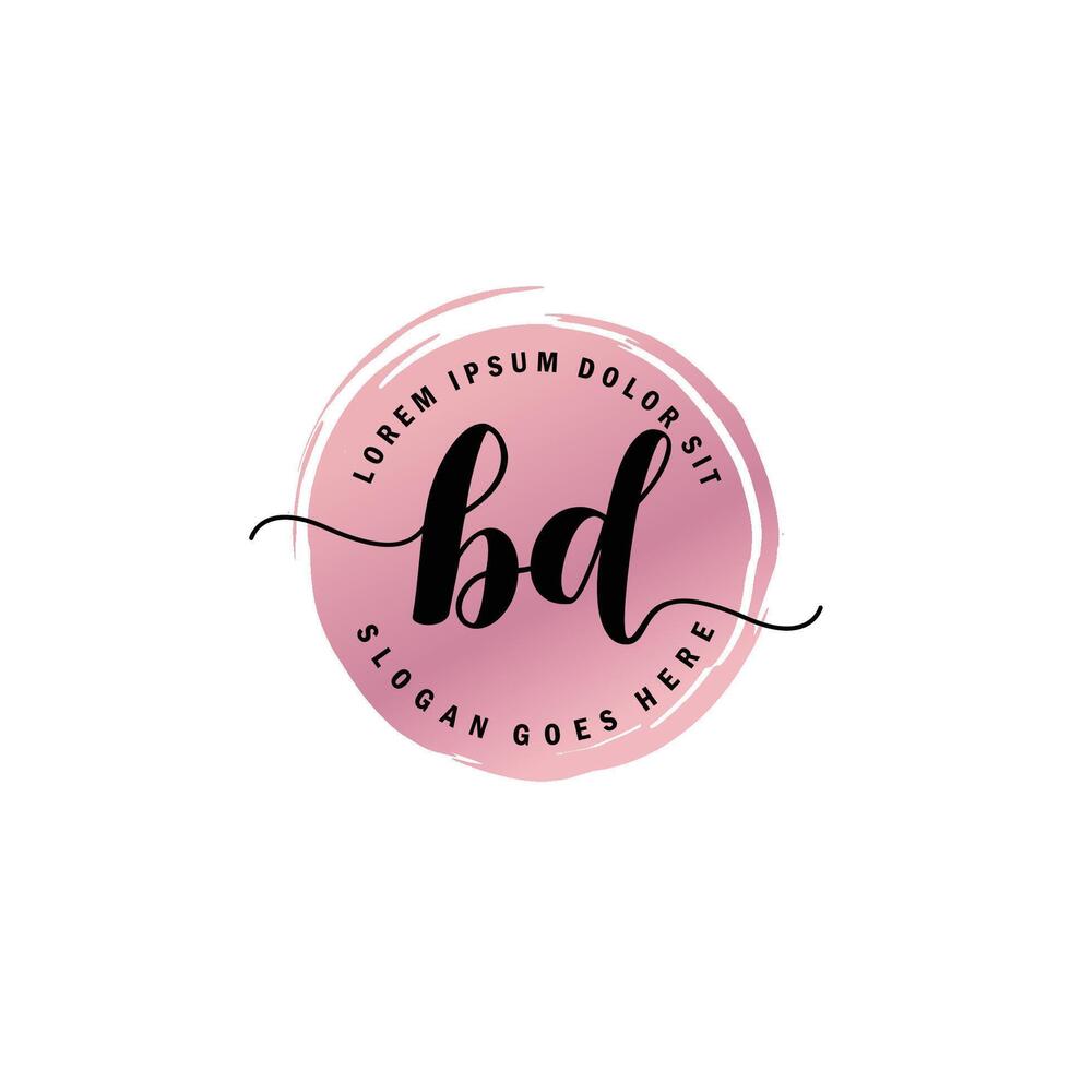 BD Initial Letter handwriting logo with circle brush template vector