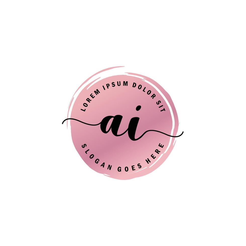AI Initial Letter handwriting logo with circle brush template vector