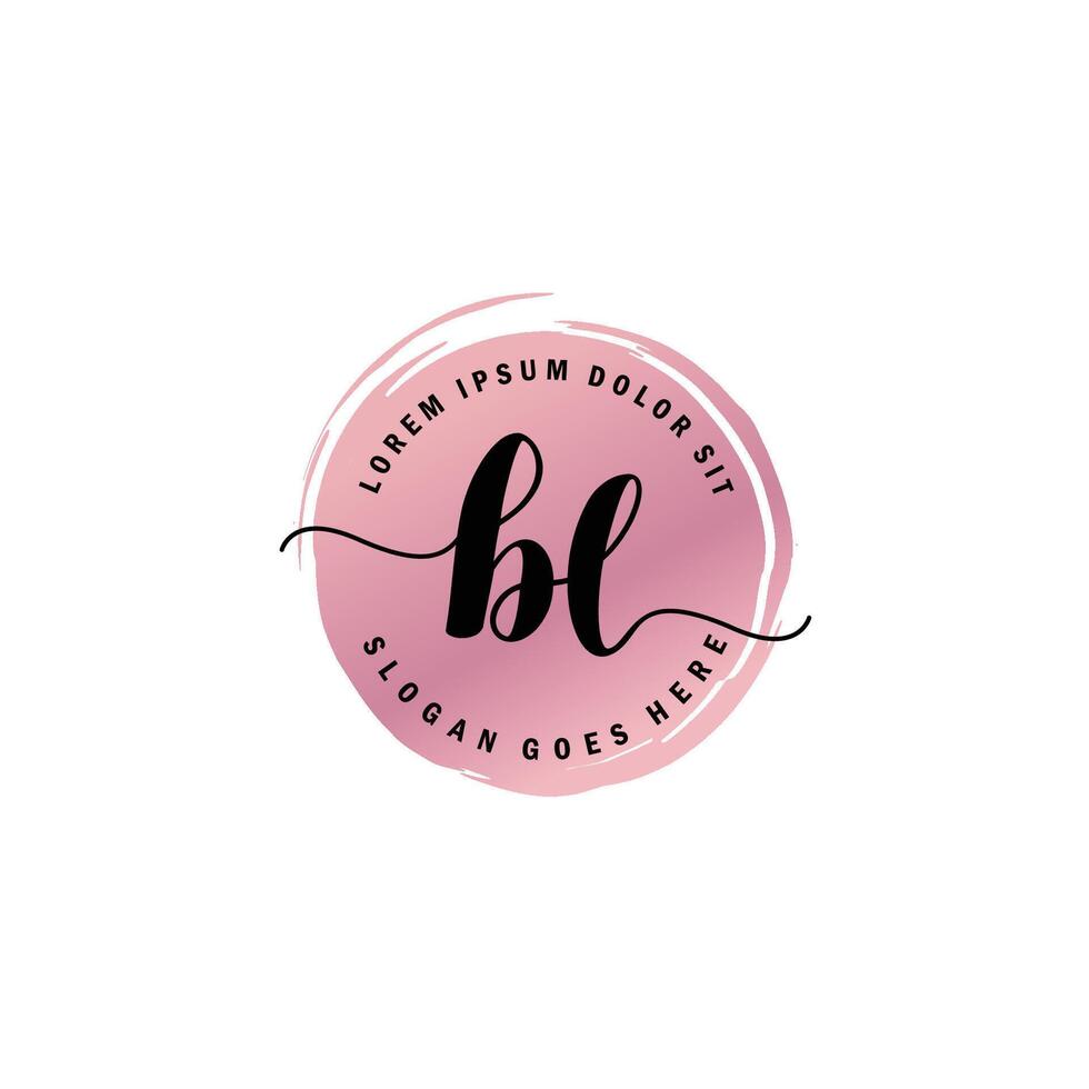 BL Initial Letter handwriting logo with circle brush template vector