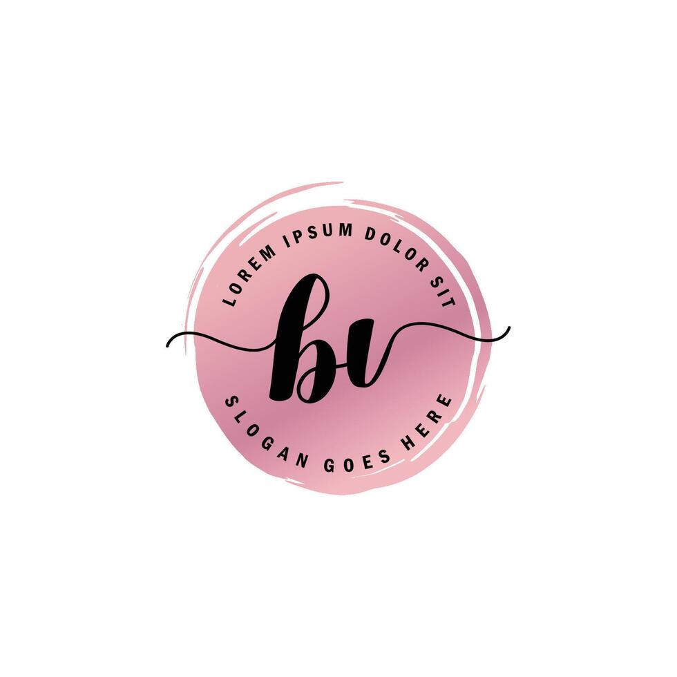 BI Initial Letter handwriting logo with circle brush template vector