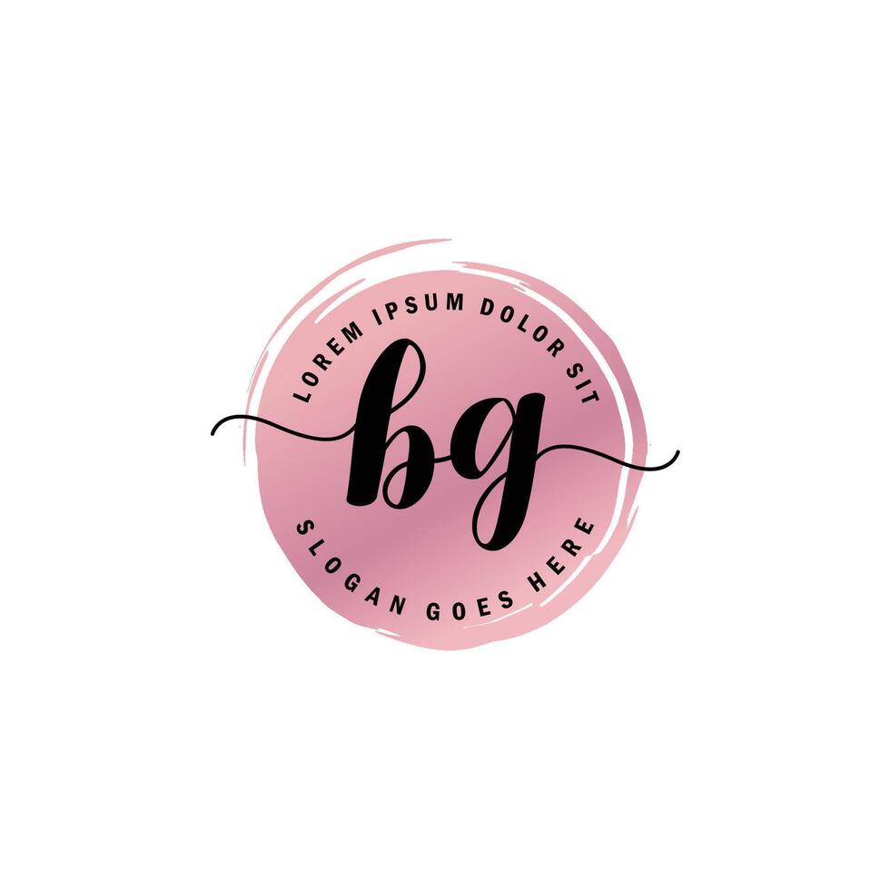 BG Initial Letter handwriting logo with circle brush template vector