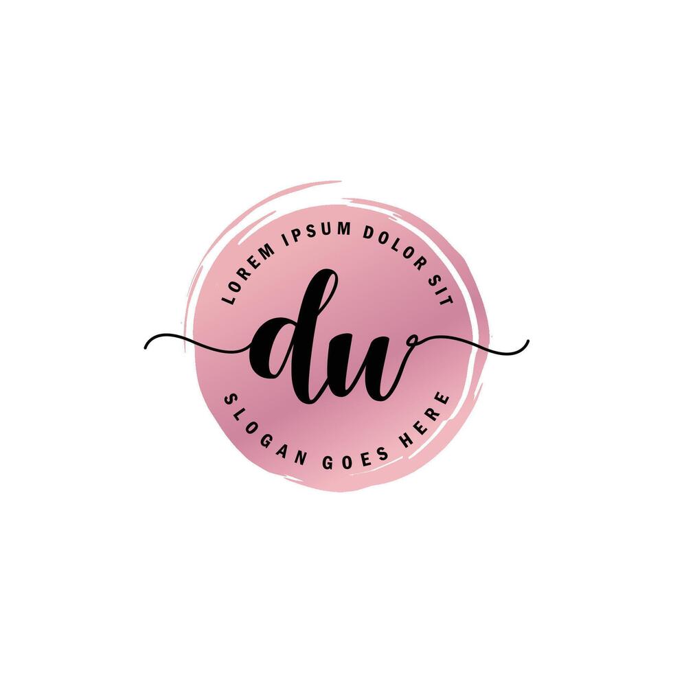 DW Initial Letter handwriting logo with circle brush template vector