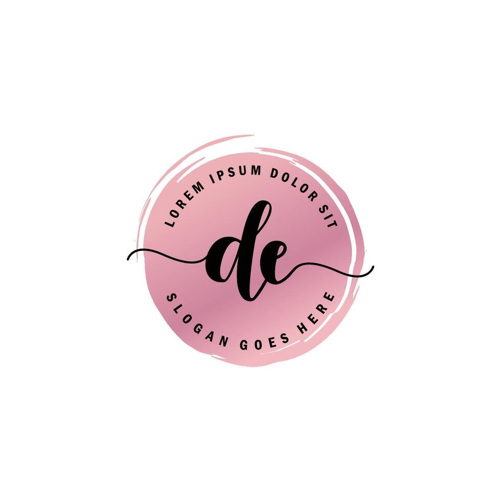 DE Initial Letter handwriting logo with circle brush template vector