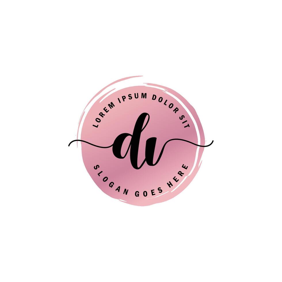 DV Initial Letter handwriting logo with circle brush template vector