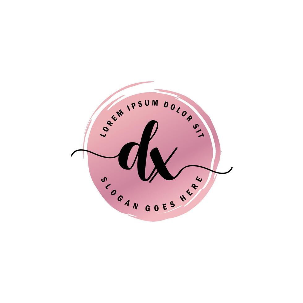 DX Initial Letter handwriting logo with circle brush template vector