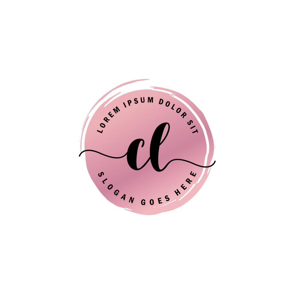 CL Initial Letter handwriting logo with circle brush template vector