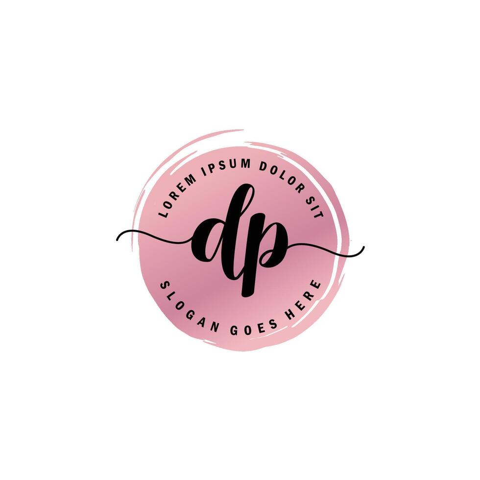 DP Initial Letter handwriting logo with circle brush template vector