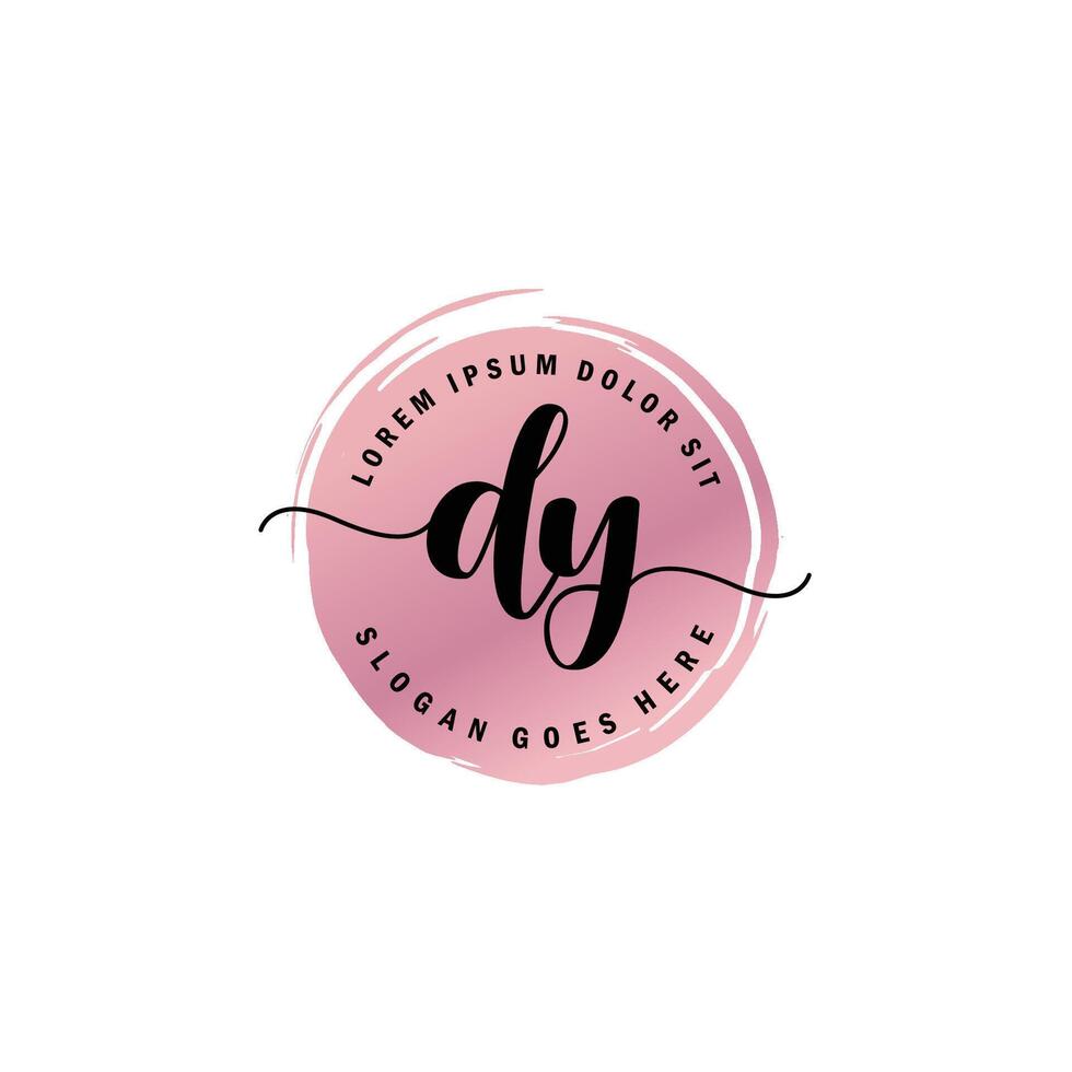 DY Initial Letter handwriting logo with circle brush template vector