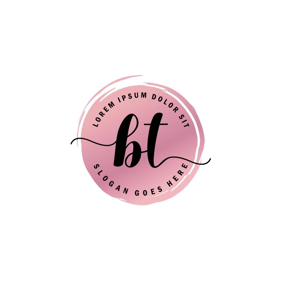 BT Initial Letter handwriting logo with circle brush template vector