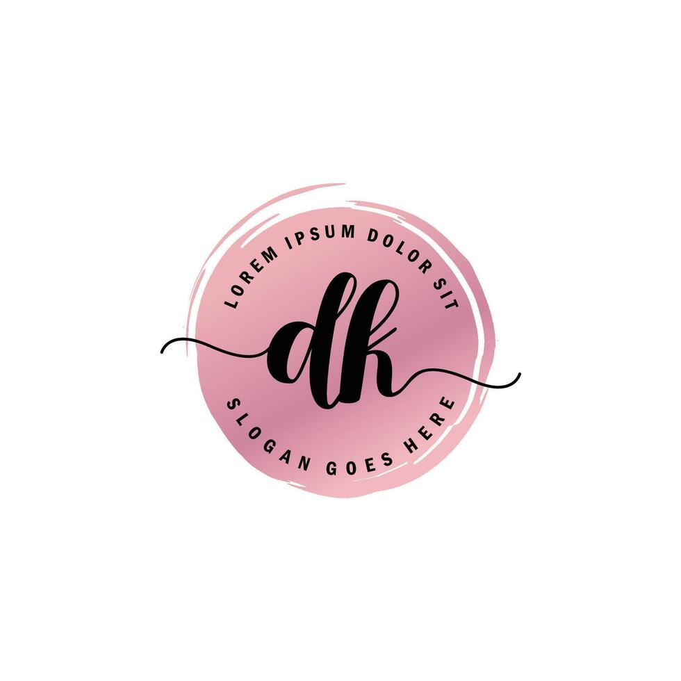 DK Initial Letter handwriting logo with circle brush template vector