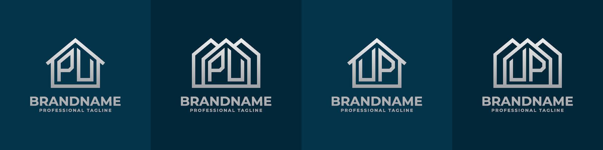 Letter PU and UP Home Logo Set. Suitable for any business related to house, real estate, construction, interior with PU or UP initials. vector