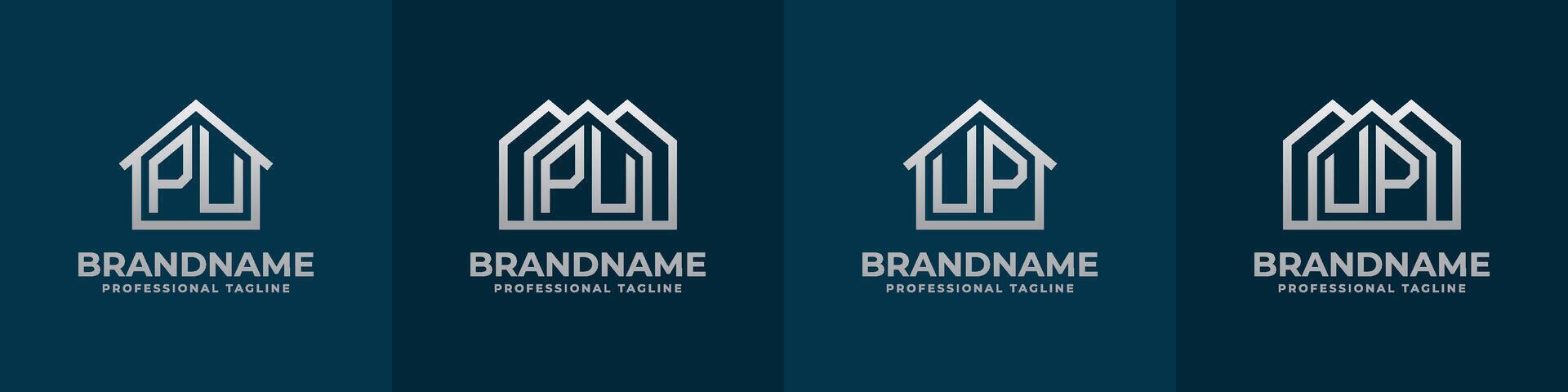 Letter PU and UP Home Logo Set. Suitable for any business related to house, real estate, construction, interior with PU or UP initials. vector