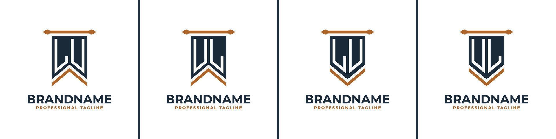Letter LU and UL Pennant Flag Logo Set, Represent Victory. Suitable for any business with LU or UL initials. vector