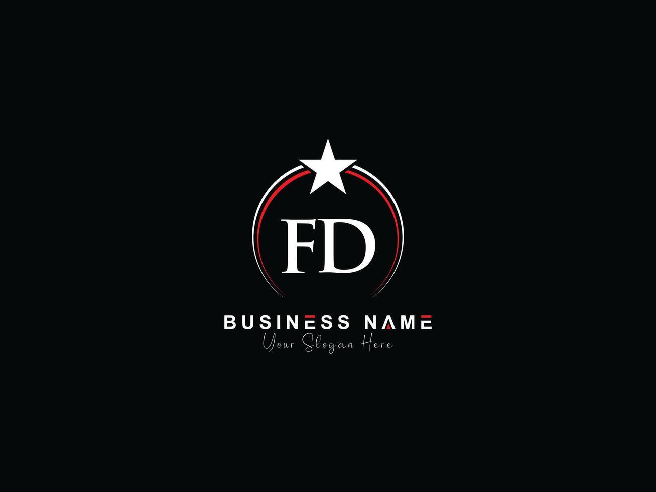 Monogram Luxury Fd Circle Star Logo, Minimal FD Logo Icon Vector Stock