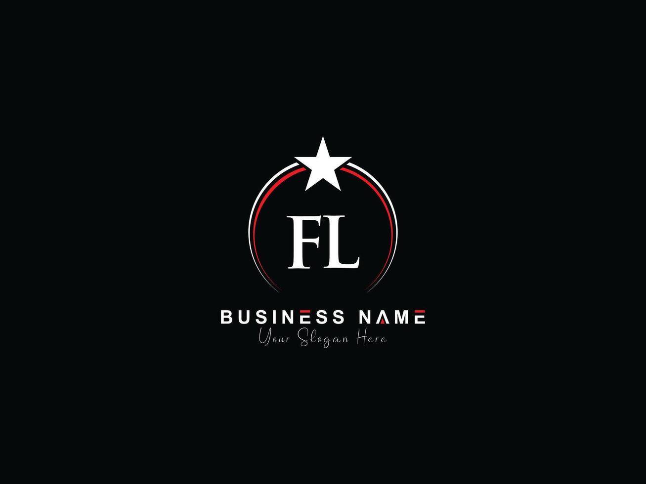 Monogram Luxury Fl Circle Star Logo, Minimal FL Logo Icon Vector Stock