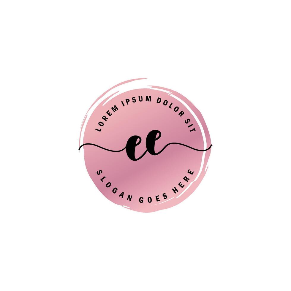 EE Initial Letter handwriting logo with circle brush template vector