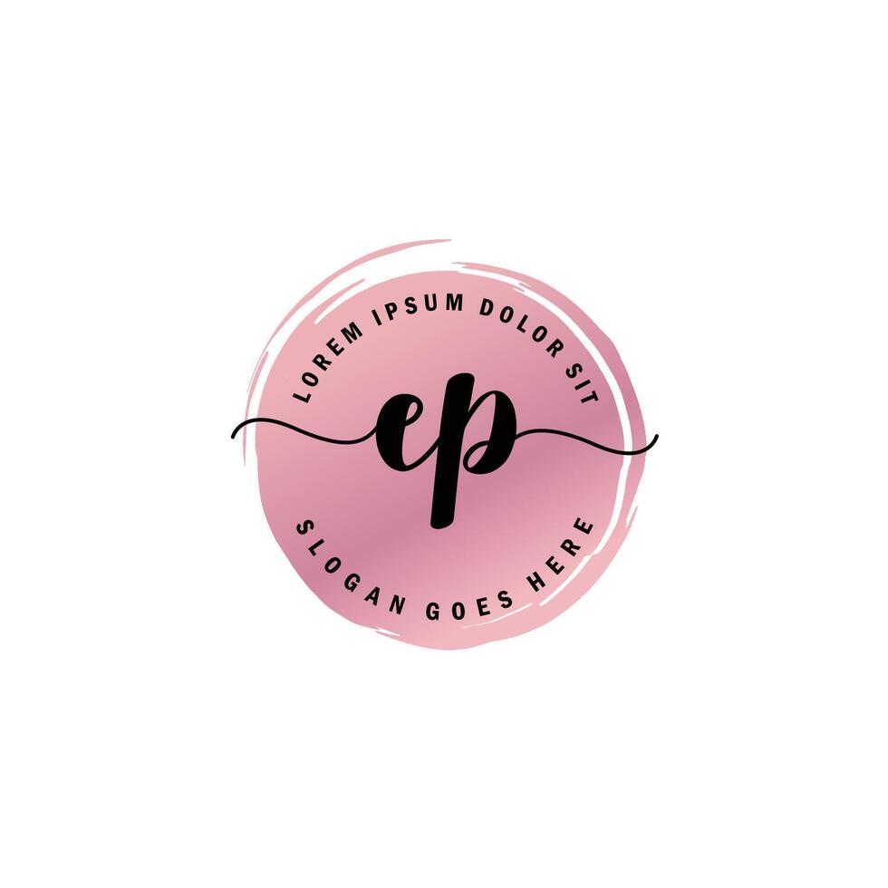 EP Initial Letter handwriting logo with circle brush template vector