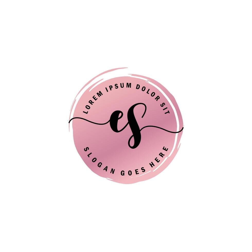 ES Initial Letter handwriting logo with circle brush template vector