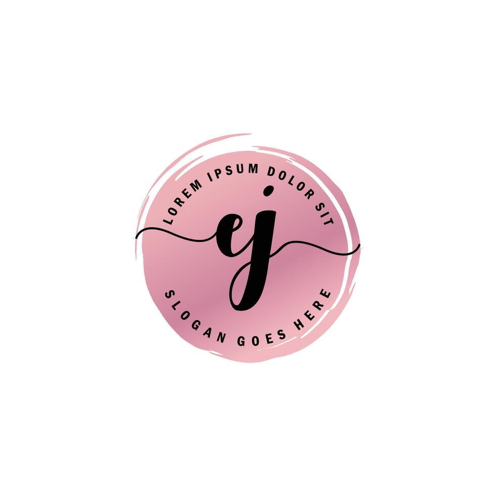 EJ Initial Letter handwriting logo with circle brush template vector