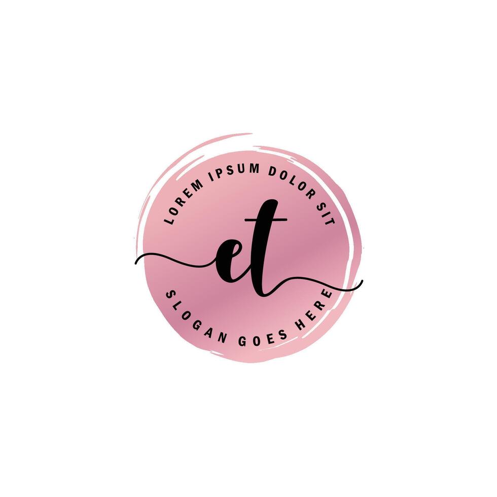 ET Initial Letter handwriting logo with circle brush template vector