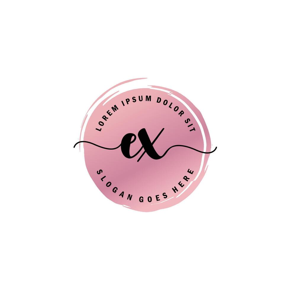 EX Initial Letter handwriting logo with circle brush template vector