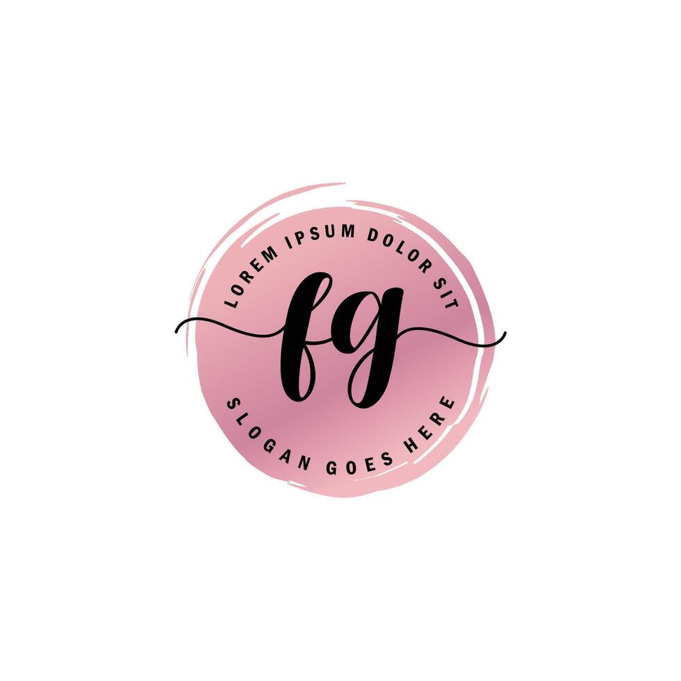 FG Initial Letter handwriting logo with circle brush template vector