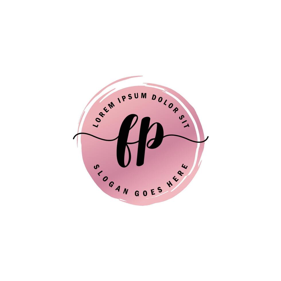 FP Initial Letter handwriting logo with circle brush template vector
