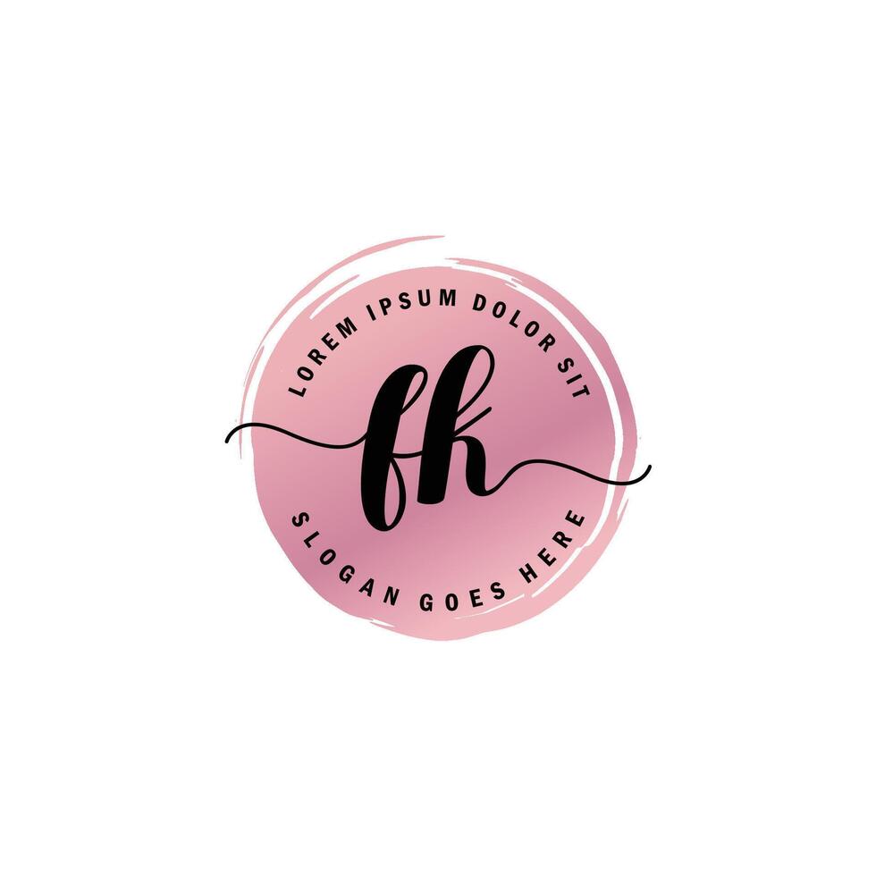 FK Initial Letter handwriting logo with circle brush template vector