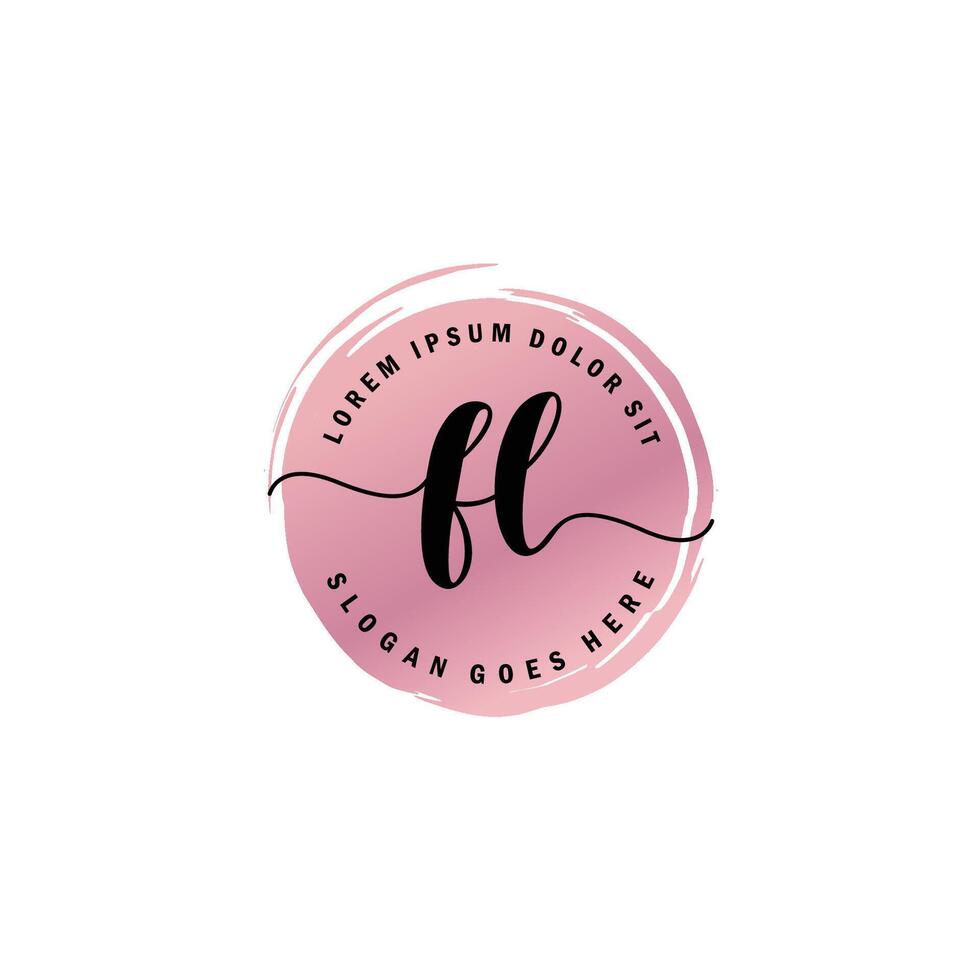 FL Initial Letter handwriting logo with circle brush template vector