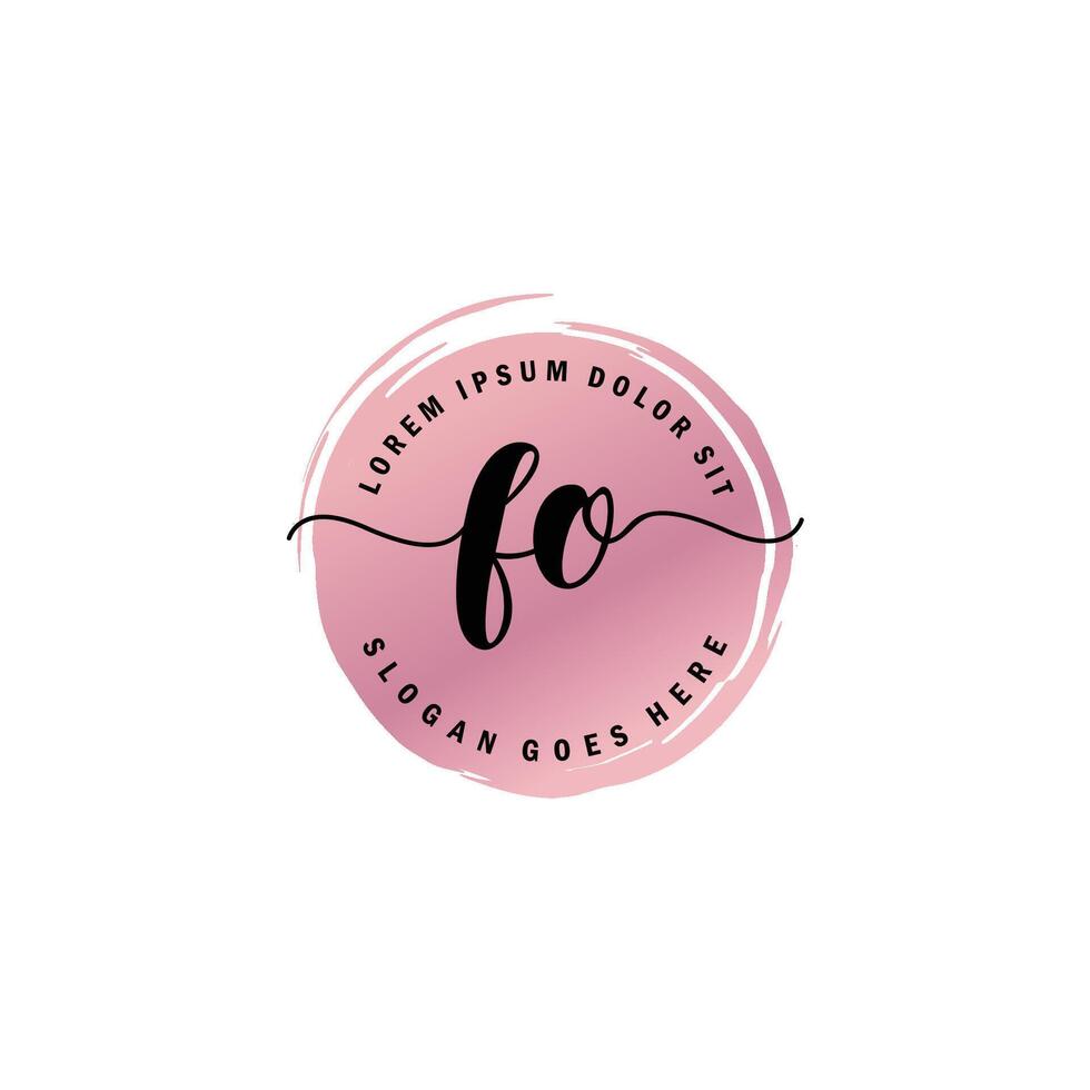 FO Initial Letter handwriting logo with circle brush template vector