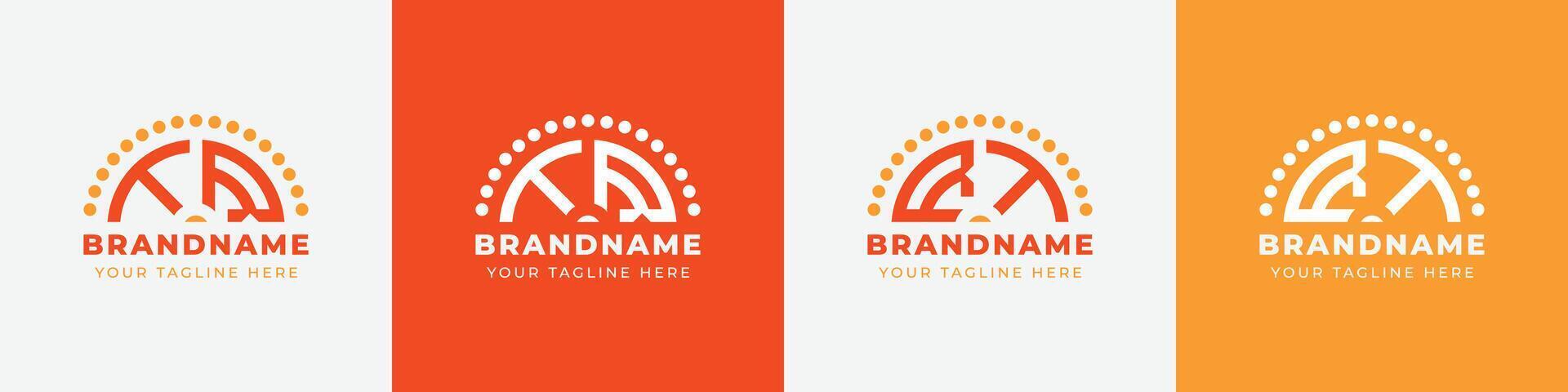 Letter RT and TR Sunrise  Logo Set, suitable for any business with RT or TR initials. vector