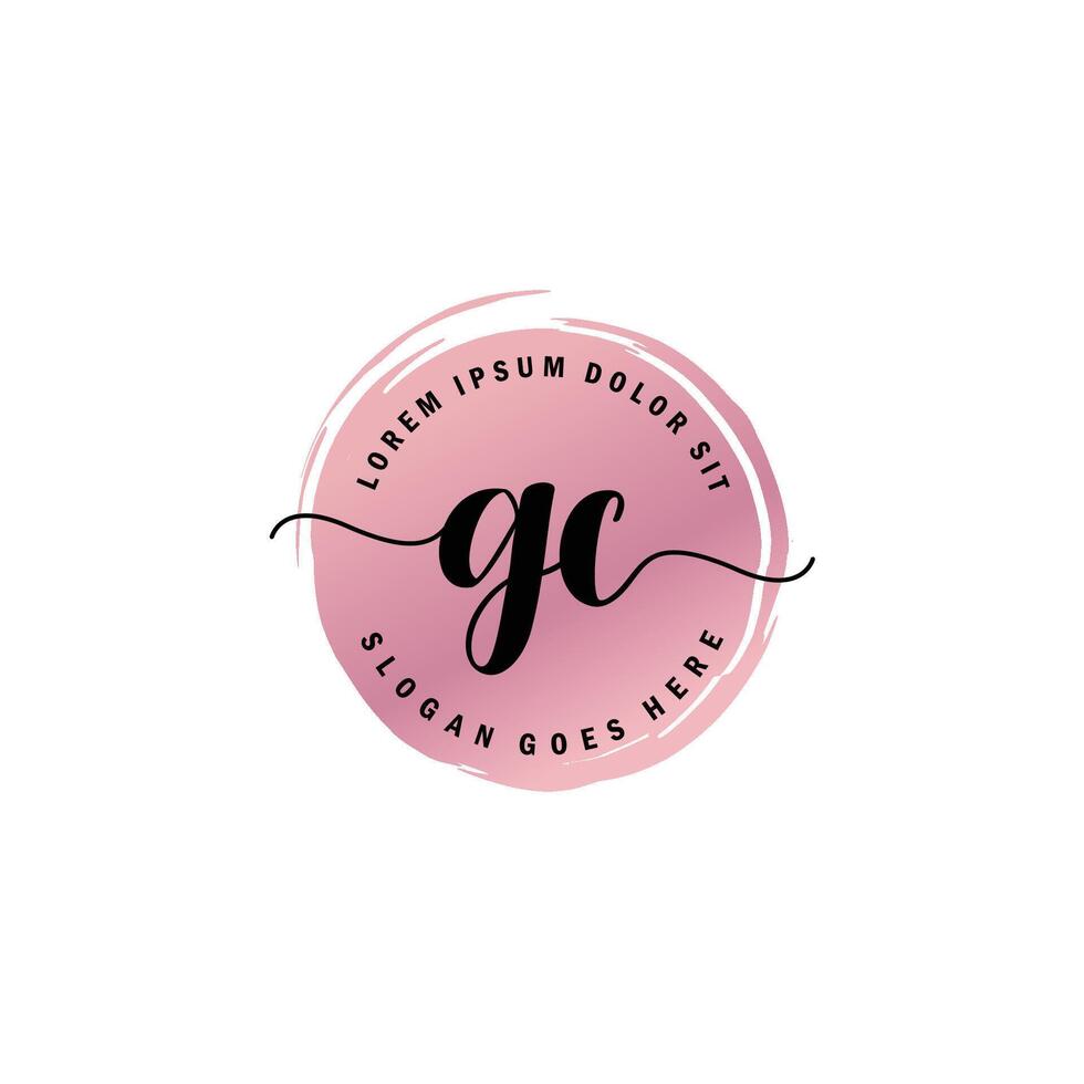 GC Initial Letter handwriting logo with circle brush template vector