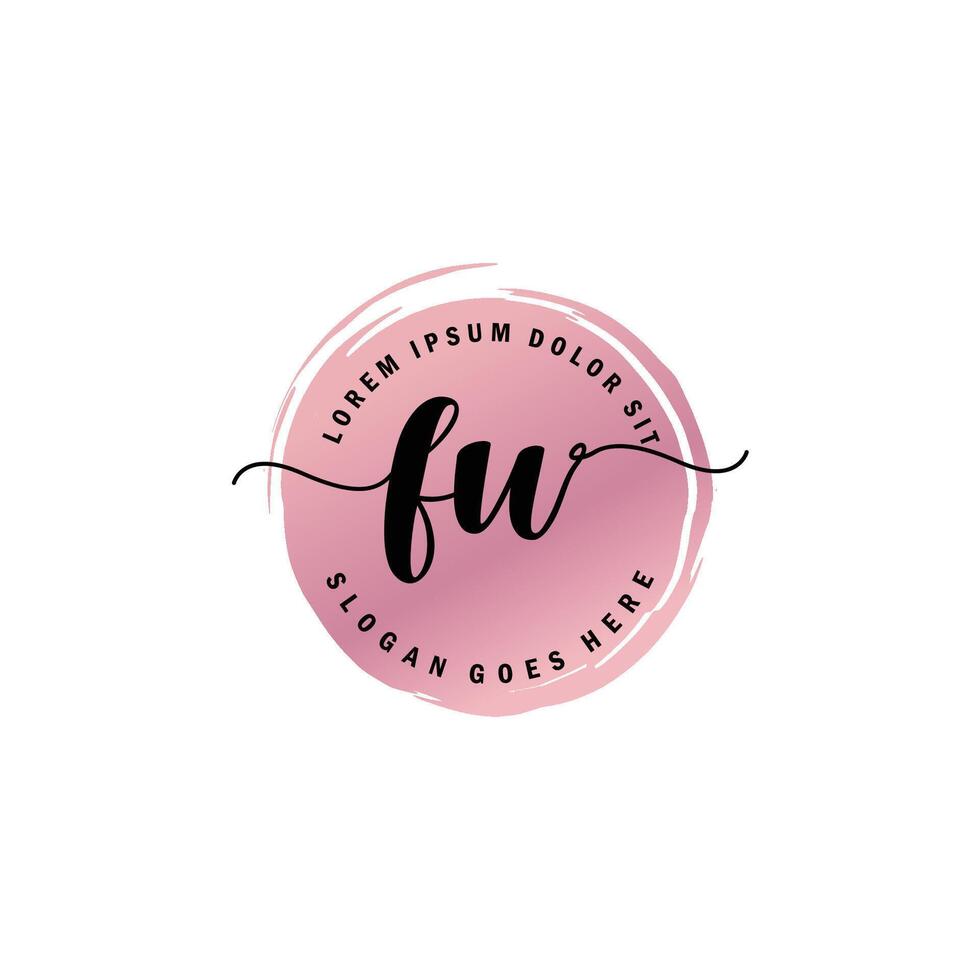 FW Initial Letter handwriting logo with circle brush template vector