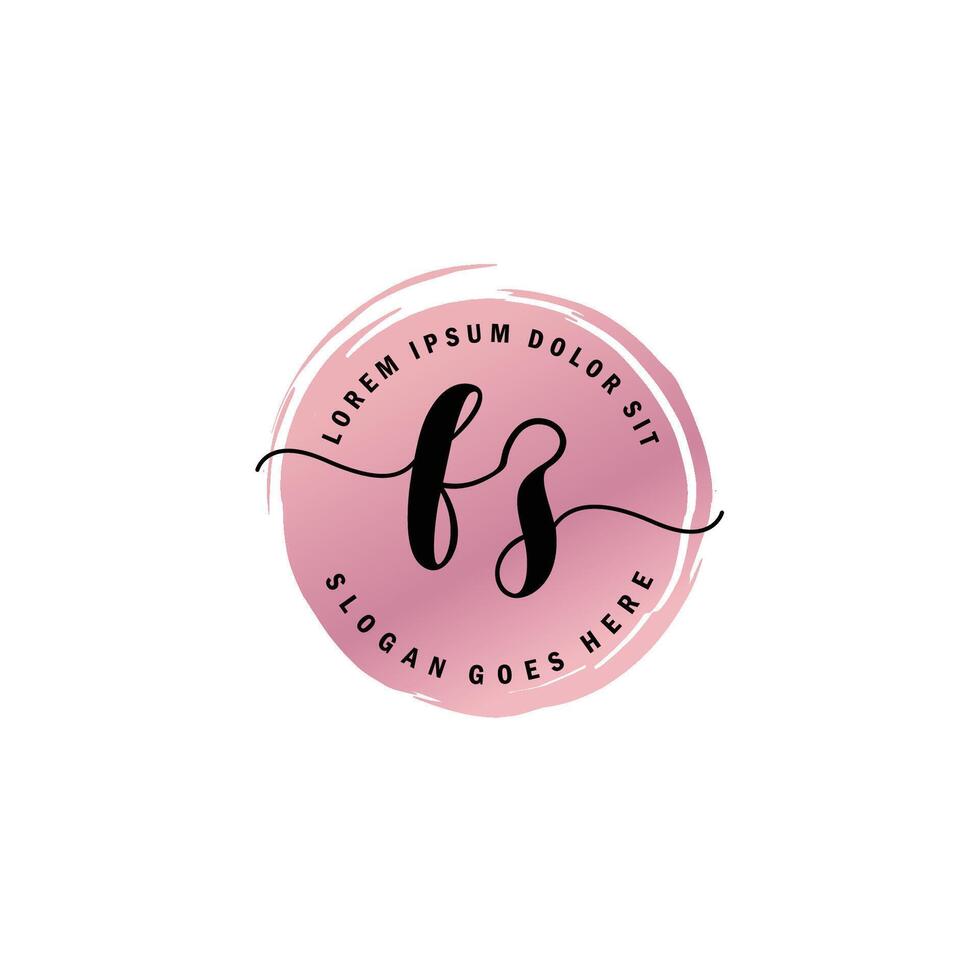 FZ Initial Letter handwriting logo with circle brush template vector