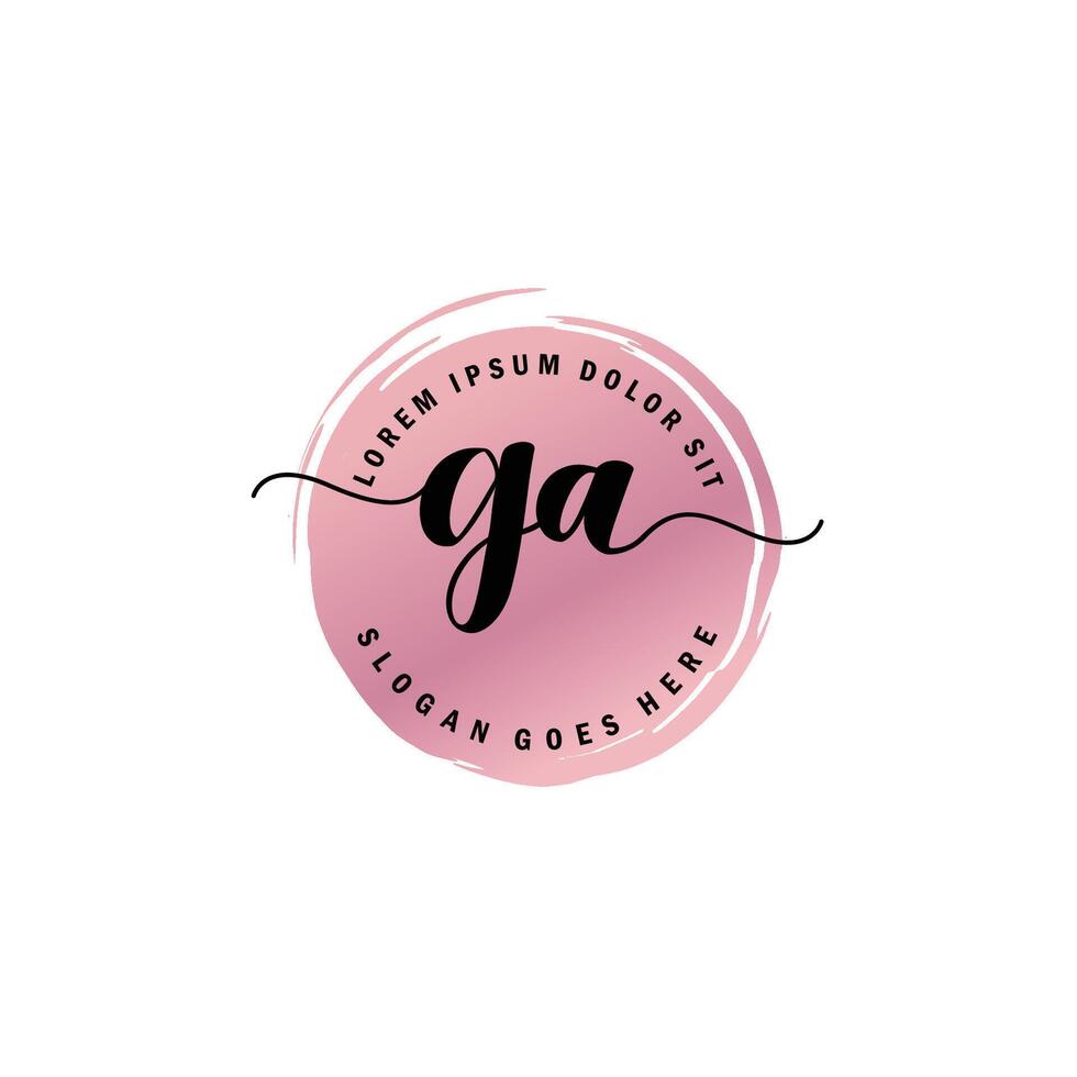 GA Initial Letter handwriting logo with circle brush template vector