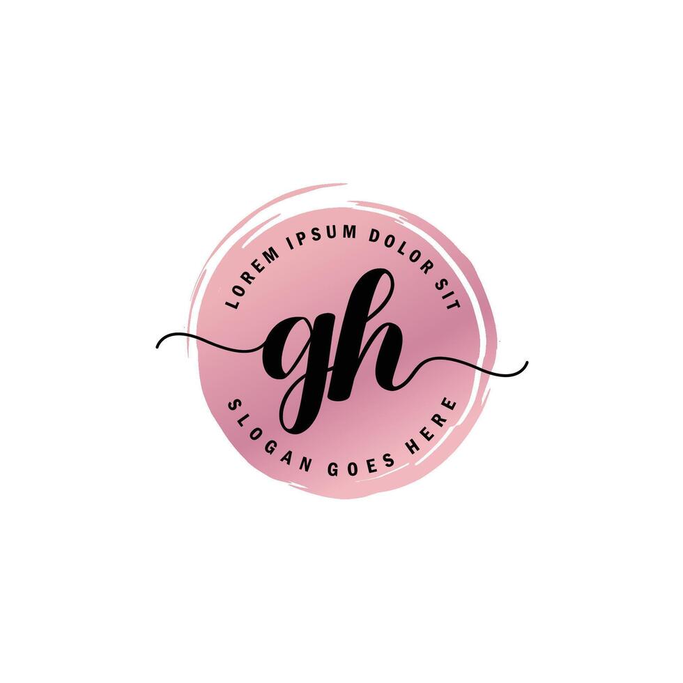 GH Initial Letter handwriting logo with circle brush template vector