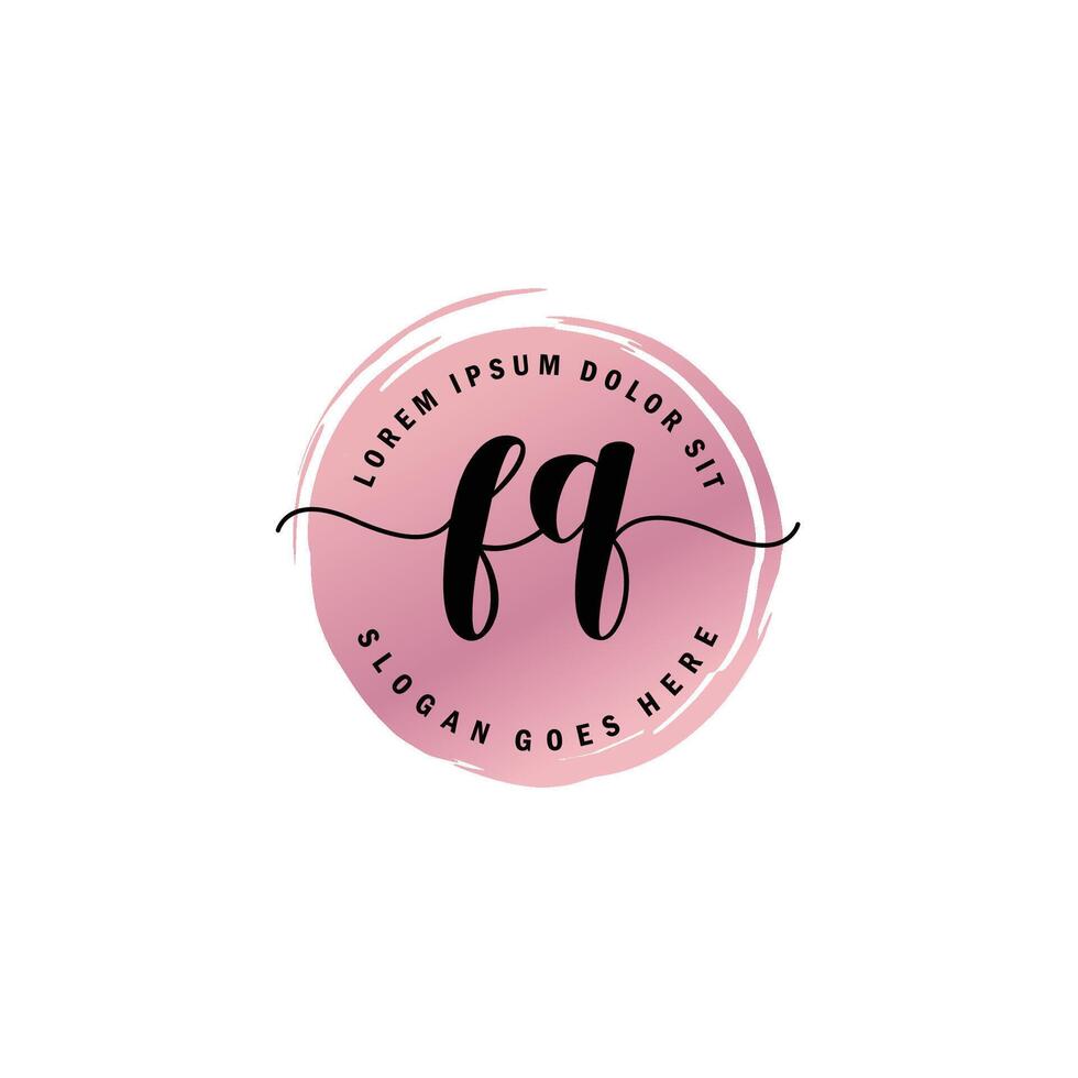 FQ Initial Letter handwriting logo with circle brush template vector