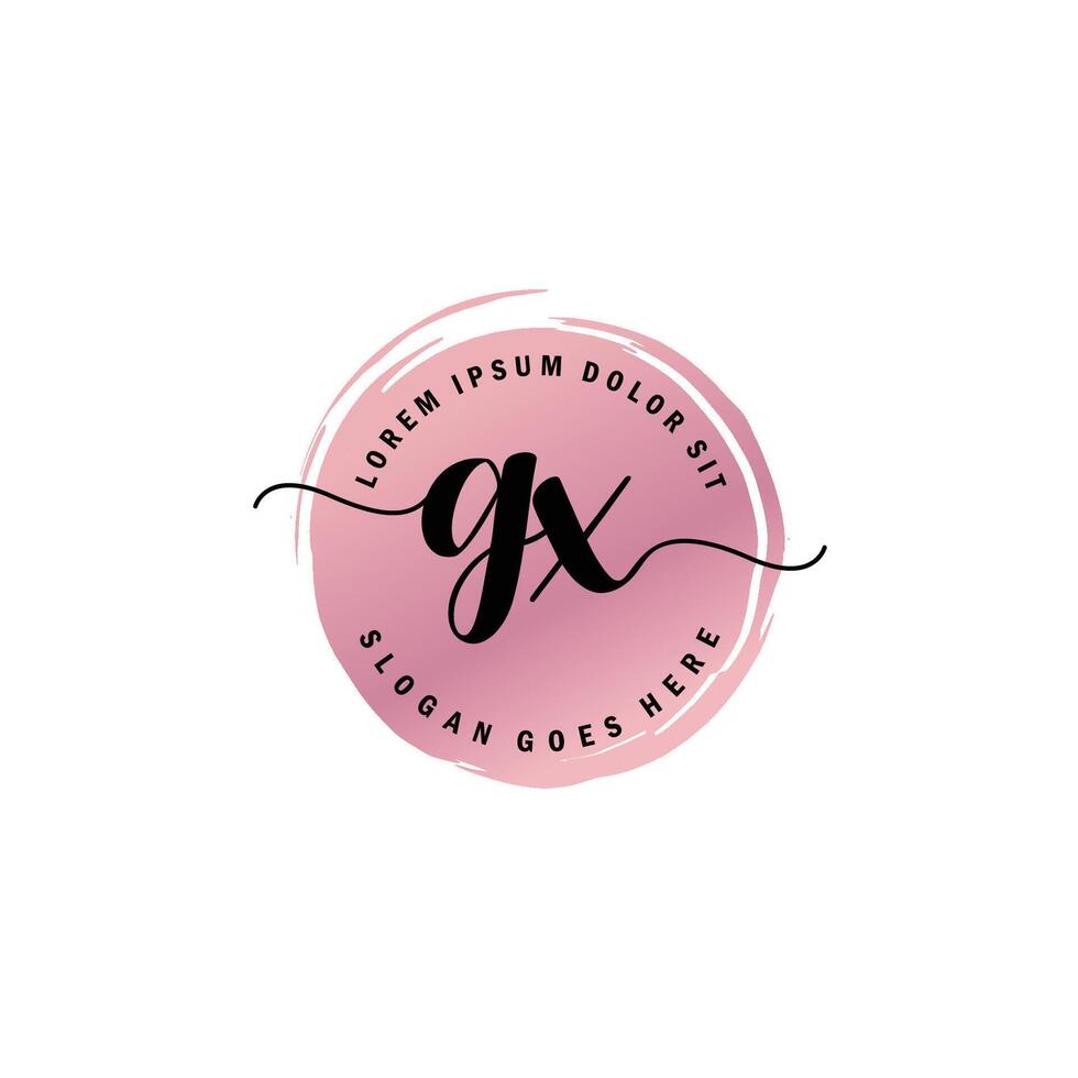 GX Initial Letter handwriting logo with circle brush template vector